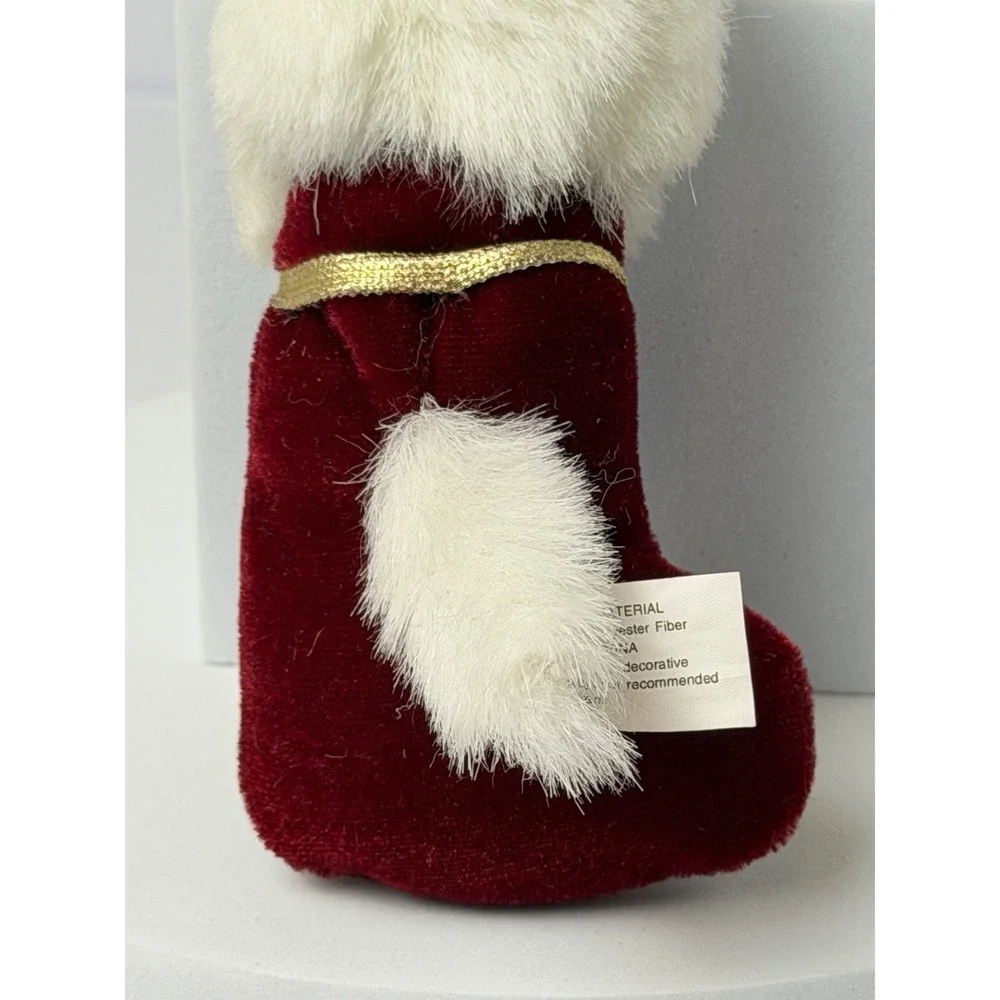 Fancy Feast Christmas ornament 2000 plush white Persian cat in stocking